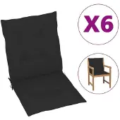 vidaXL Coussin pour chaise de jardin à dossier bas 6 pcs. noir 100x50x3cm