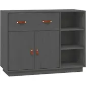 vidaXL Sideboard Gris 98,5x40x75 cm Pin massif