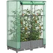vidaXL Lit surélevé avec serre aspect rotin 80x40x123 cm