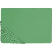 Beliani Drap-housse coton vert 90 x 200 cm JANBU (90 x 200 cm)