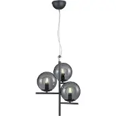 TRIO Lampe à suspension Pure 3 lumières noir avec verre fumé