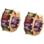 Gaya Boucles d'oreilles or / vert / violet / rouge rubis
