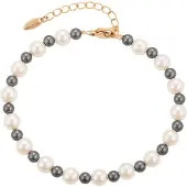 NAEMI Bracelet or / gris foncé / blanc perle