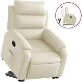 vidaXL Fauteuil relax avec releveur Crème Similicuir