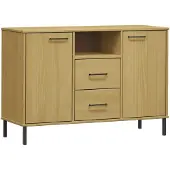 vidaXL Sideboard OSLO avec pieds en métal brun 113x40x77 cm bois massif