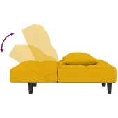vidaXL Canapé-lit à 2 places avec deux oreillers Jaune Velours