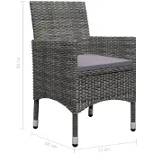 vidaXL Salon de jardin 9 pièces Poly rotin et verre Gris