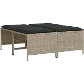 vidaXL Tabourets de jardin avec coussins lot de 4 gris clair rotin