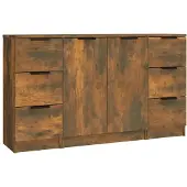 vidaXL Sideboards 3 pcs. Chêne fumé Bois composite