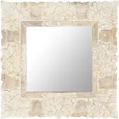 vidaXL Miroir Blanc 50x50 cm Bois de manguier massif