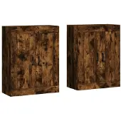 vidaXL Armoires murales 2 pcs. Chêne fumé Matériau dérivé du bois