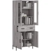 vidaXL Highboard Gris Sonoma 69,5x34x180 cm Matériau dérivé du bois