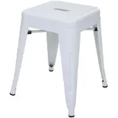 Mendler Tabouret en métal HWC-A73, désign industriel métallique, empilable blanc