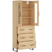 vidaXL Highboard chêne Sonoma 69,5x34x180 cm Matériau dérivé du bois