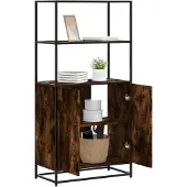 vidaXL Highboard chêne fumé 68x35x139 cm bois composite et métal