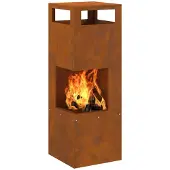 vidaXL Foyer marron 35 x 35 x 100 cm en acier résistant aux intempéries
