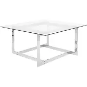 Beliani Table basse Cadre en métal argenté Plateau carré en verre Design géométrique Glam