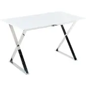 Beliani Table À Manger En Verre Et Acier Blanc Et Argenté Attica