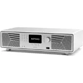 Sonoro Système audio stéréo compact Avaton avec subwoofer intégré Blanc mat et Argent