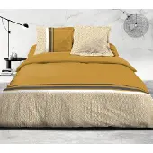 HOME LINGE PASSION Parure De Couette 100% Coton - Ocre - 240x260 Cm