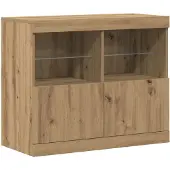 vidaXL Buffet LED marron 81 x 37 x 66,5 cm en aggloméré
