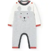 Boboli Knitted Play Long Sleeve Pelele Blanc,Gris 6 Months Garçon