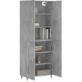 vidaXL Highboard gris béton 69,5x34x180 cm Bois composite