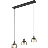 TRIO Suspension noire Molly Verre blanc à 3 lumières