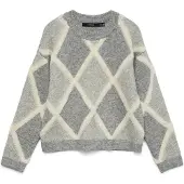Vero Moda Pull-over 'VMARGIE' gris / gris chiné / blanc cassé