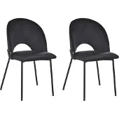 Beliani Lot de 2 chaises de salle à manger garnies de velours noir pieds noirs Retro Glamour