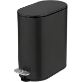 Wenko Poubelle cosmétique Mod Collungo Poubelle à pédale 5 l Système de fermeture automatique silencieux Métal Acier pour salle de bains Noir 14 x 28,5 x 29,5 cm Mat Avec récipient intérieur