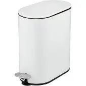 Wenko Poubelle cosmétique Mod Collungo poubelle à pédale blanche 5 litres système d'abaissement automatique en métal acier plastique 14 x 28,5 x 29,5 cm blanc noir
