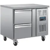 Polar Table inox réfrigérée tropicalisée positive 2 tiroirs GN 1/1, 300 W, 220 V - MONO