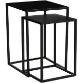 Mica Decorations Table d'appoint Goa - Lot de 2 - L30 x L30 x H42 cm - Métal - Noir