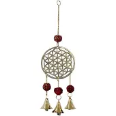 Yogi & Yogini Mobile sonore en Laiton Fleur de Vie et graines de Rudraksha