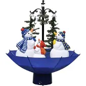 vidaXL Arbre de Noël neigeux avec base de parapluie Bleu 75 cm PVC