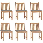 vidaXL Chaises de jardin 6 pcs. avec coussins teck massif