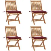 vidaXL Chaises de jardin pliantes avec coussins 4 pcs. Bois massif teck