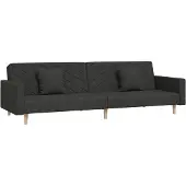 vidaXL Canapé-lit à 2 places avec deux oreillers noir tissu