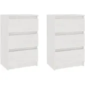 vidaXL Tables de chevet 2 pcs Blanc 40x29,5x64 cm Bois de pin solide