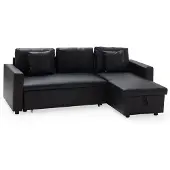 Happy Garden Canapé d'angle convertible simili CLARK 3 places noir