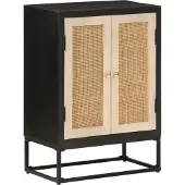 vidaXL Buffet noir 55x30x76 cm bois massif de manguier et fer