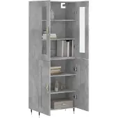 vidaXL Highboard gris béton 69,5x34x180 cm Bois composite