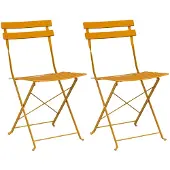 vidaXL Chaise de jardin pliante, lot de 2, couleur moutarde, 42 x 46 x 82 cm, métal