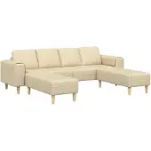 vidaXL Ensemble de Canapés Crème tissu