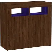 vidaXL Sideboard avec éclairage LED brun imitation chêne 80x35x75 cm