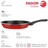 Fagor Poêle Optimax Ø18cm Acier Rouge Aisi 430