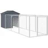 vidaXL Niche pour chiens avec toit Anthracite 117x405x123 cm Acier galvanisé