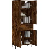 vidaXL Highboard chêne fumé 69,5x34x180 cm bois composite