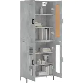 vidaXL Highboard gris béton 69,5x34x180 cm Bois composite